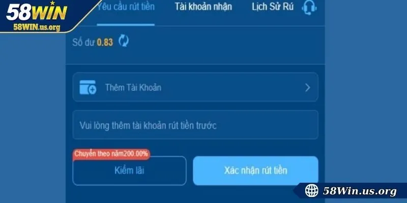 Quy trình rút tiền 58WIN chi tiết với các phương thức phổ biến
